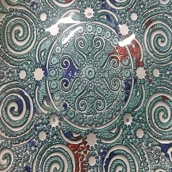 Turkish Topkapi Collection Large Art Glass Oval Bowl Reverse Enamel RARE - Picture 15 of 15